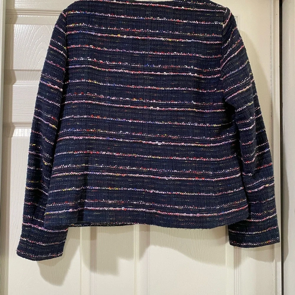 Talbots Factory Navy Rainbow‎ Confetti Tweed Jacket Size 12